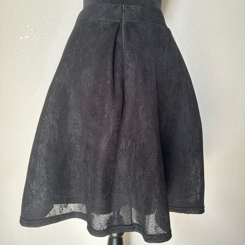 TFNC Black High Waist Mesh Flower Pattern Skirt S uln